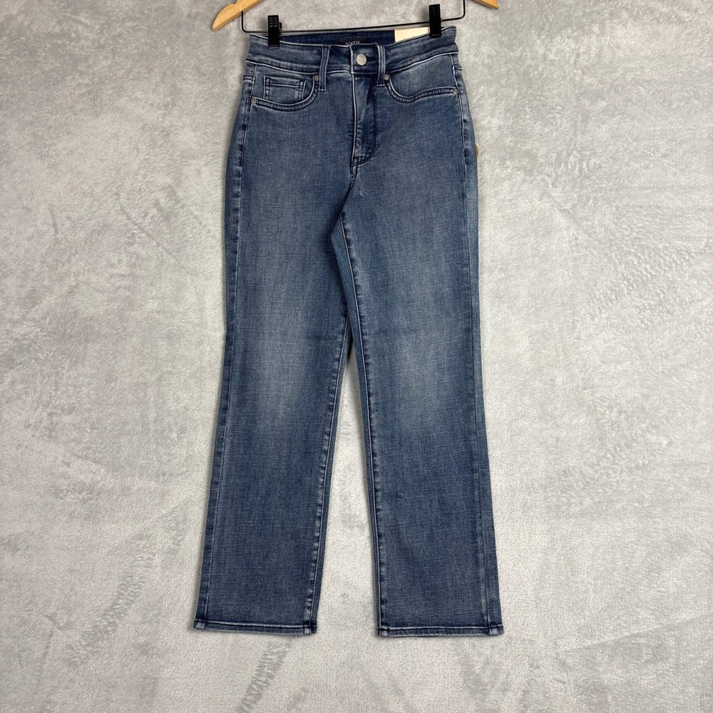 NYDJ Higher Rise Marilyn‎ Ankle Jeans Blue Pristine Straight Leg 00 Festival